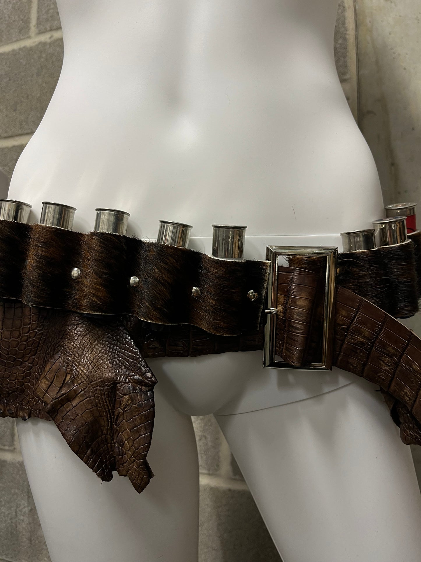 COW HIDE/ CROC BULLET BELT
