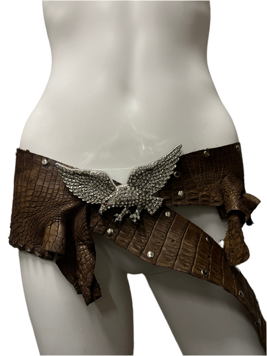 EAGLE CROC LEATHER BELT