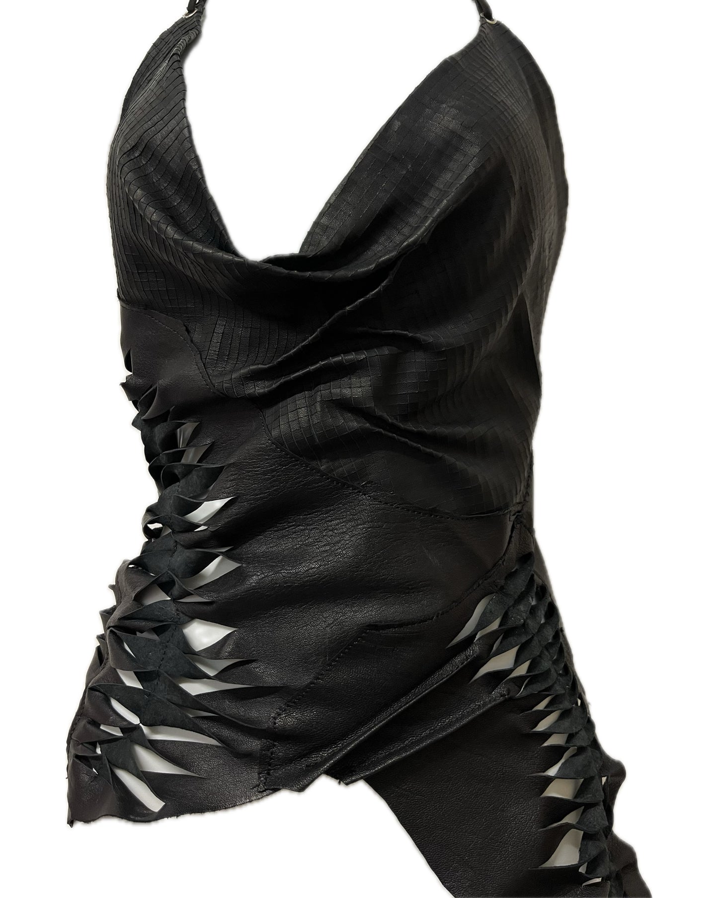 SLIT BAG LEATHER COWL